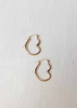 14k Heart Hoops