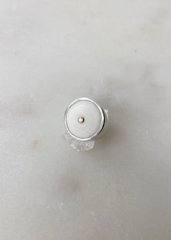 Silver Puka Ring with 7 Pointer Diamond