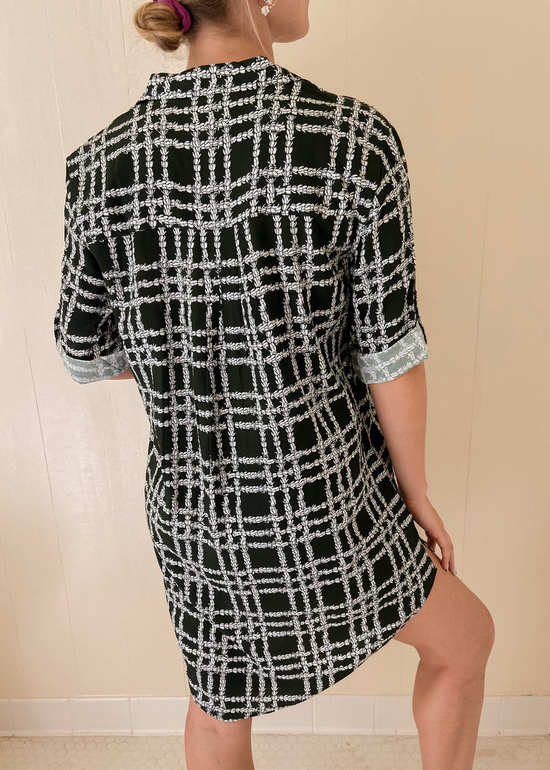 Shirt Dress in Olive Pikake Palaka