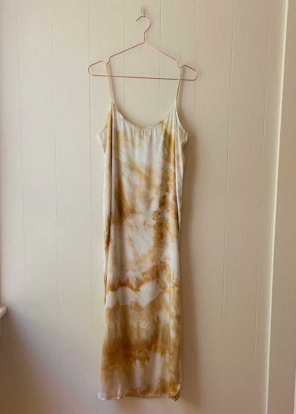 Long Silk Slip Dress: Copper