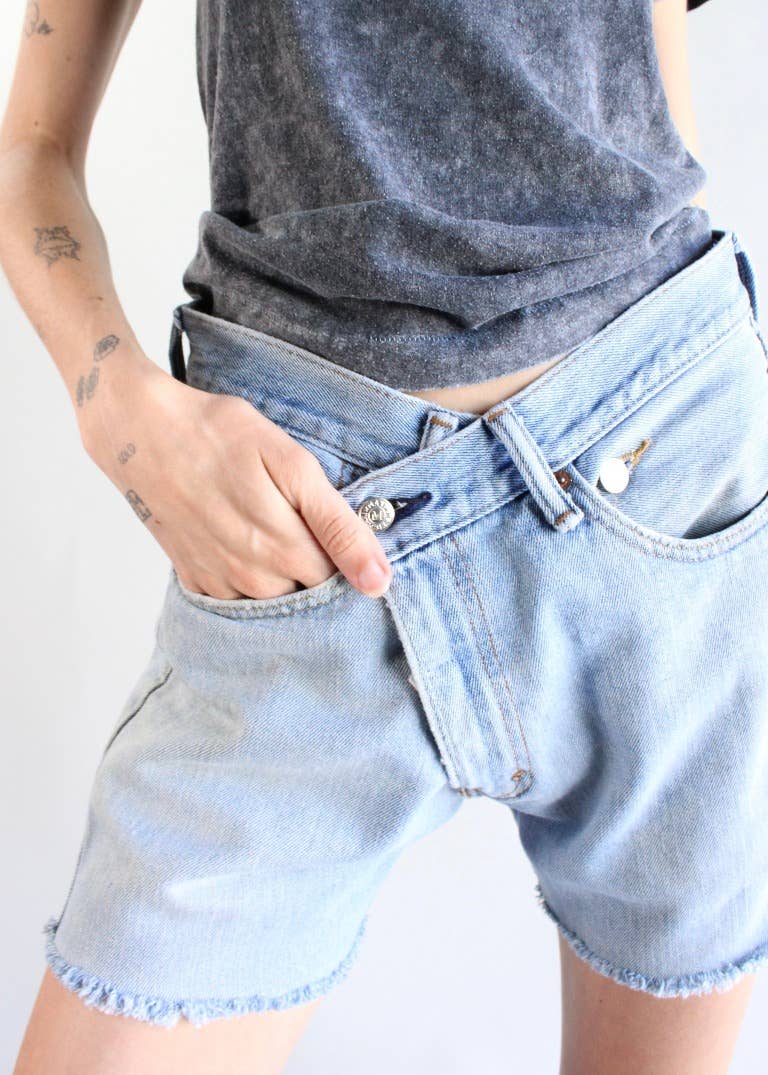 Vintage Cross Closure Cutoff Shorts