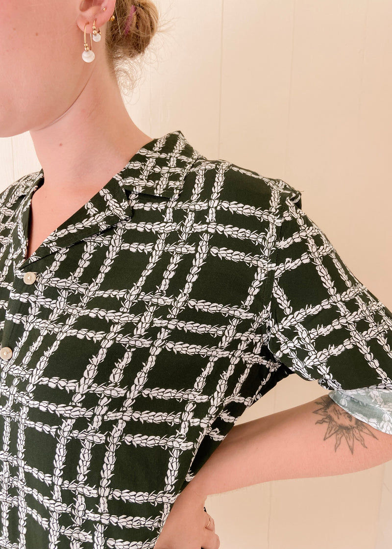 Shirt Dress in Olive Pikake Palaka