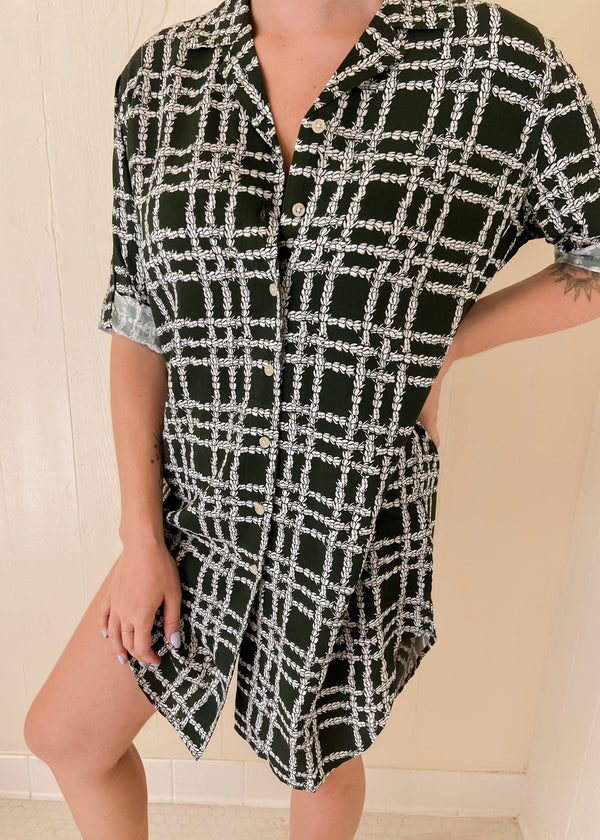 Shirt Dress in Olive Pikake Palaka