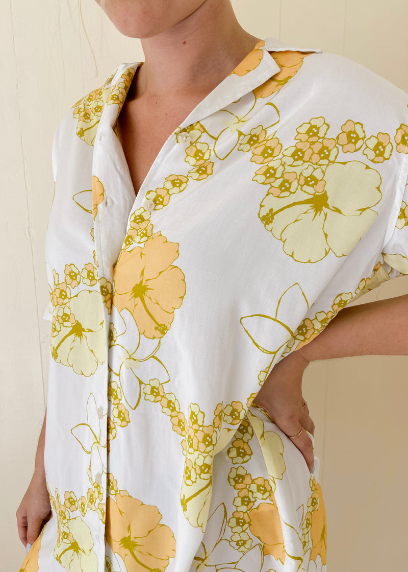 Vintage Plumeria Aloha Shirt Dress