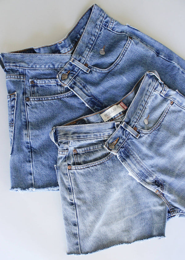 Vintage Cross Closure Cutoff Shorts