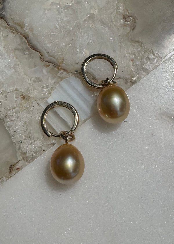 14kt Deep Golden Petit Pearl Drop Earrings