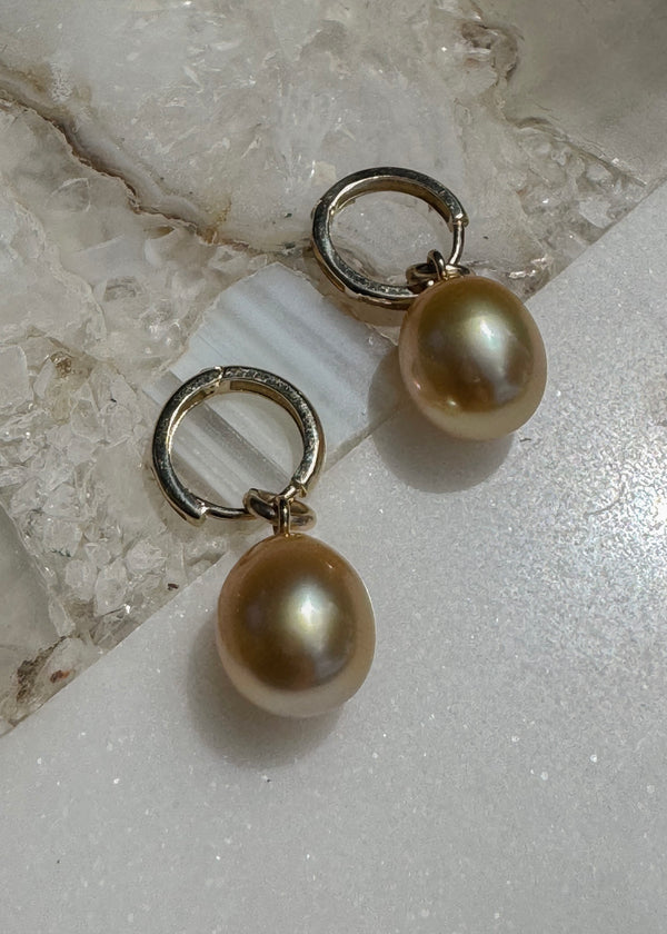 14kt Deep Golden Petit Pearl Drop Earrings