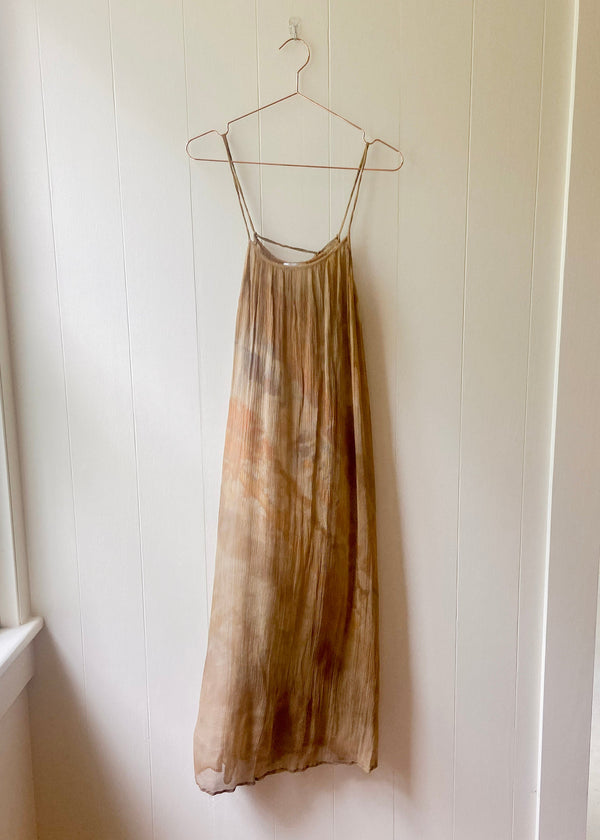 Crinkle Chiffon Dress: Toffee