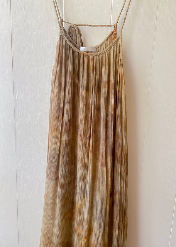 Crinkle Chiffon Dress: Toffee