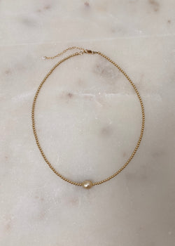 2.5mm beaded necklace with South Sea Keshi Pearl