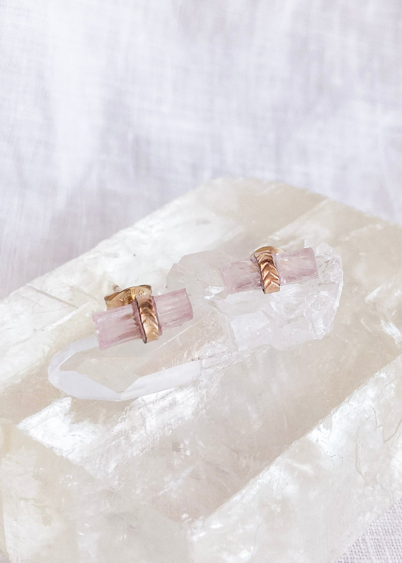 Pink Tourmaline Studs