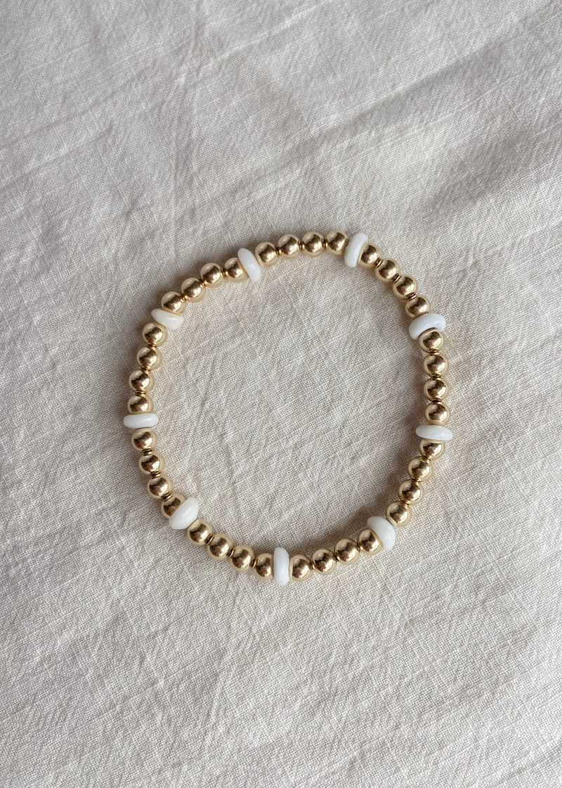 "The Kaupo" Stretchy Puka and Gold Bead Bracelet