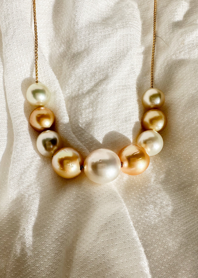 Golden South Sea Pearls on 14kt Wheat Chain