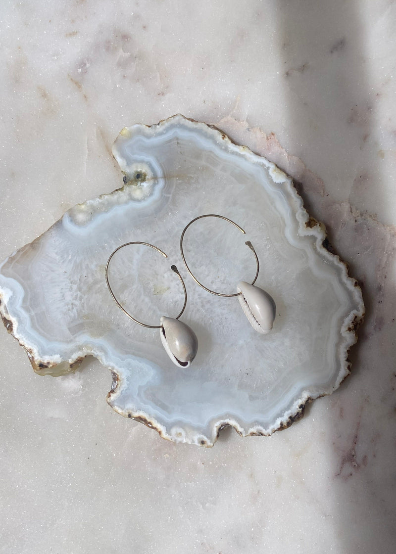 Cowrie Open Hoop Earrings