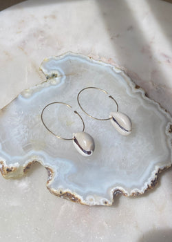 Cowrie Open Hoop Earrings