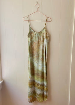 Long Silk Slip Dress: Camo