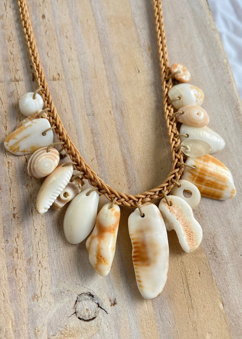 Braided Shell Necklace - Browns & Tans