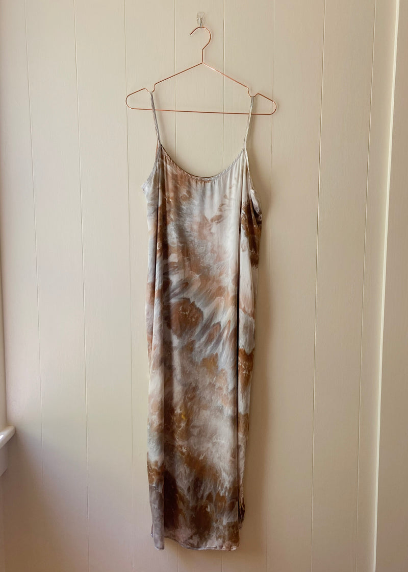 Long Silk Slip Dress: Agate