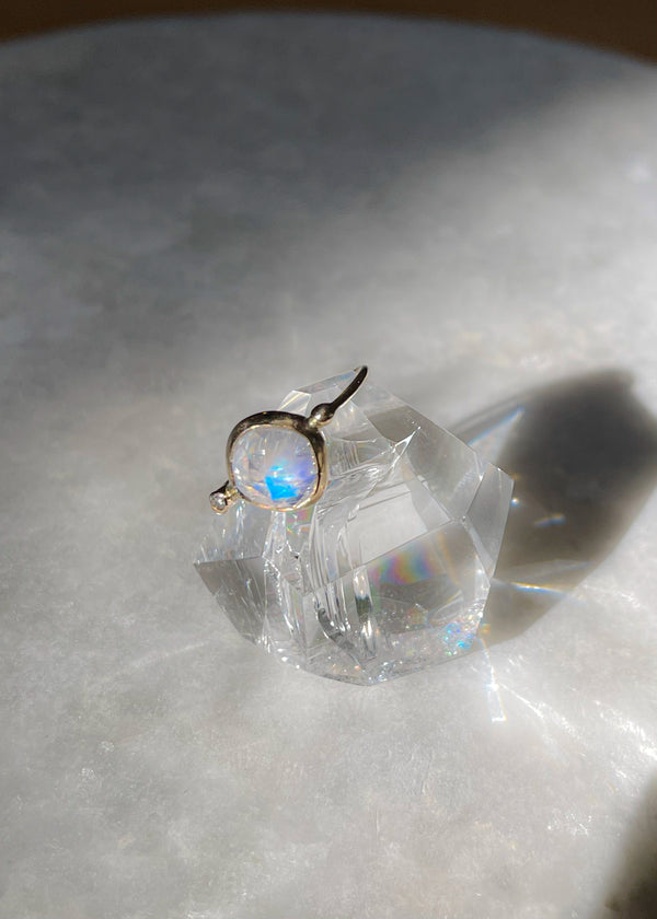 14k Eclipse Ring - Moonstone & White Diamond