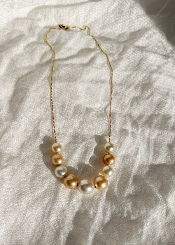 Golden South Sea Pearls on 14kt Wheat Chain