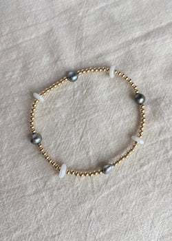 Stretchy Puka and Keshi Tahitian Pearl Bracelet