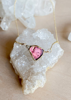 Maui Pink Tourmaline 14k Necklace