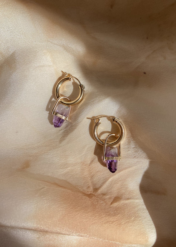 Amethyst Lantern Hoops