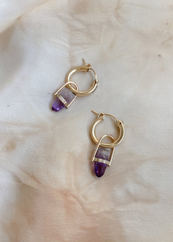 Amethyst Lantern Hoops