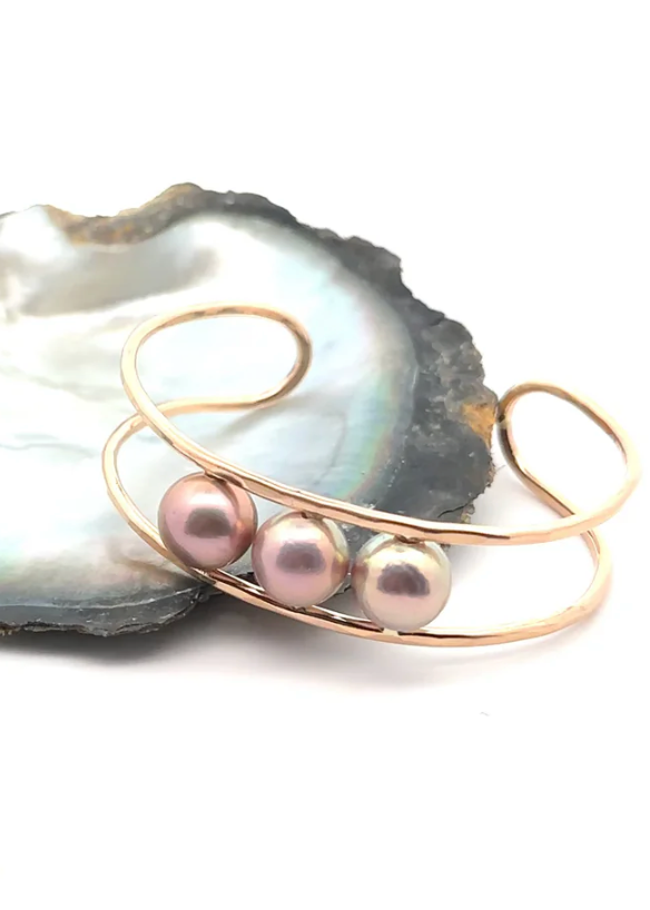 Triple Floating Pearl Cuff