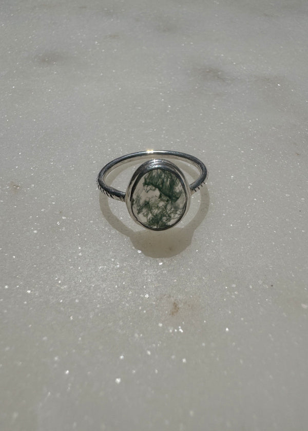 Moss Agate Ring Sterling Silver