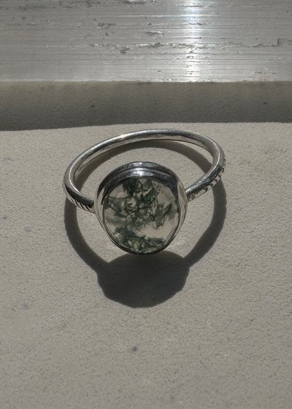 Moss Agate Ring Sterling Silver