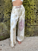 Botanical Print Elegant Pants - Beige Base