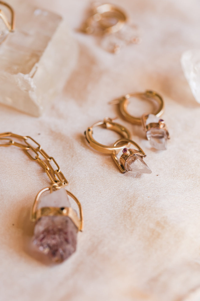 14k Arrow Wrapped Amethyst Studs