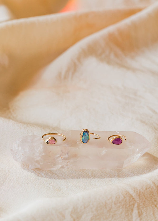 14k Watermelon Tourmaline Huggies