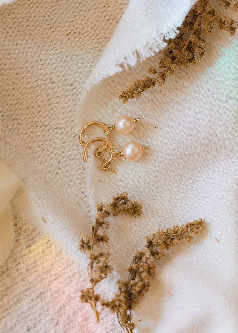 Charm Hoops - Freshwater Pearls