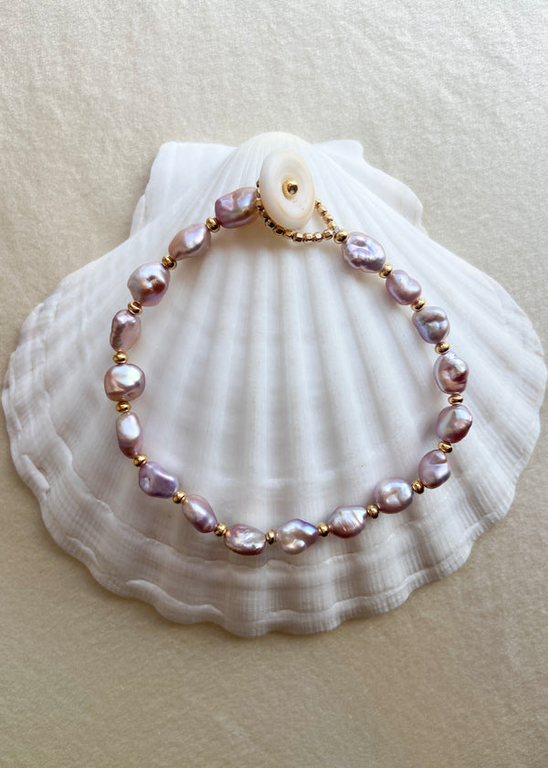 Pink Freshwater Keshi Pearl Bracelet