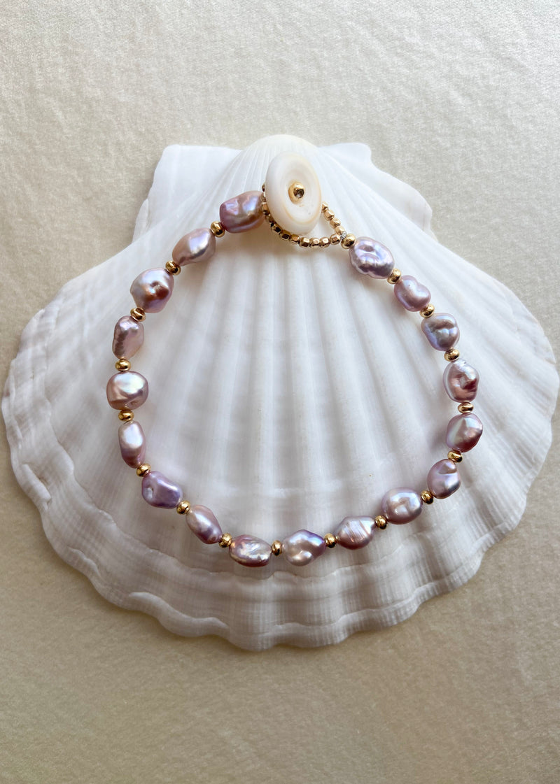 Pink Freshwater Keshi Pearl Bracelet