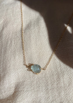 Aquamarine and Champagne Diamond in 14k Gold