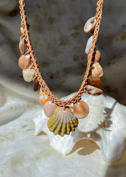 Braided Shell Necklace - Sunrise Shell, Browns and Tans