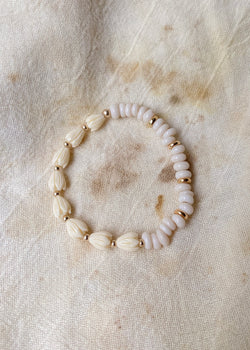 Millie Pico Bracelet - Cream and Gold Beads