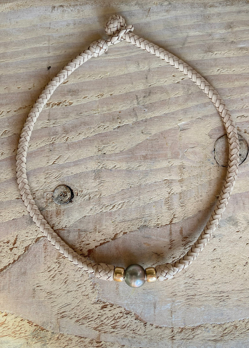 Maupiti Tahitian Pearl 14KT Leather Choker