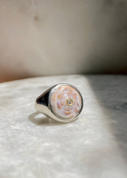 Silver Puka Ring with Diamond