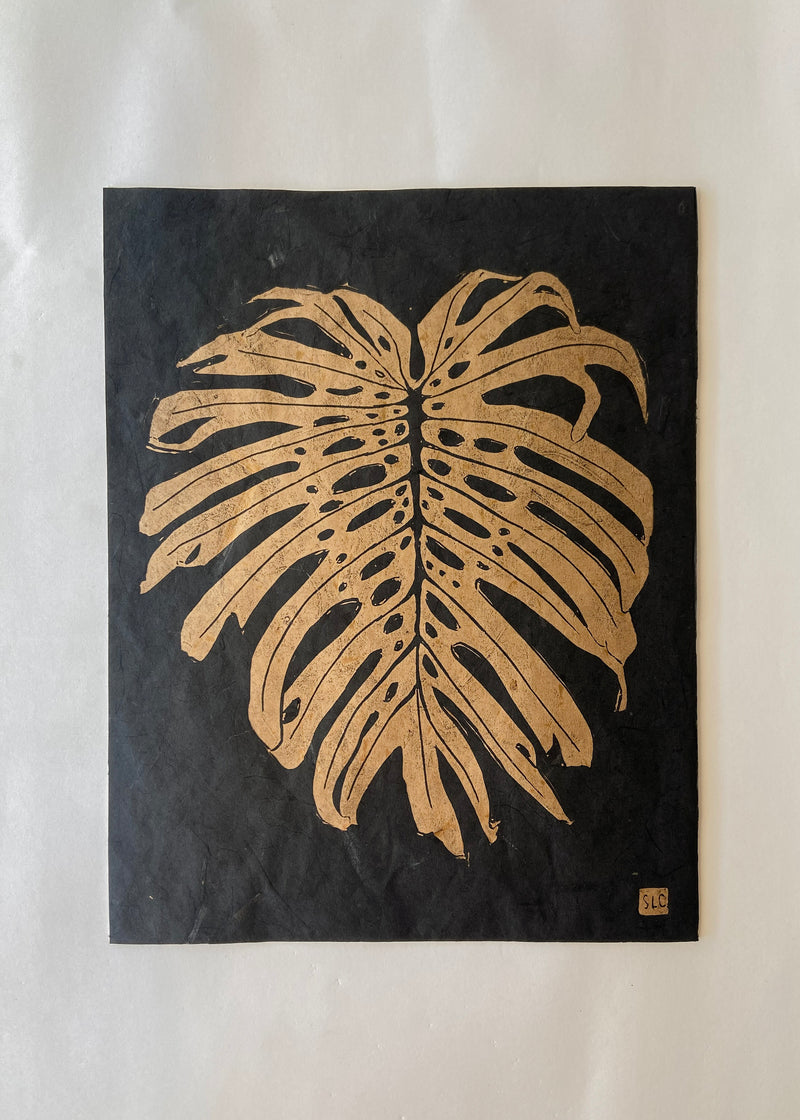 Monstera  - Gold on Black