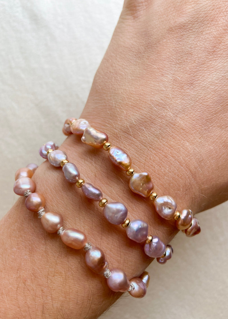 Pink Freshwater Keshi Pearl Bracelet