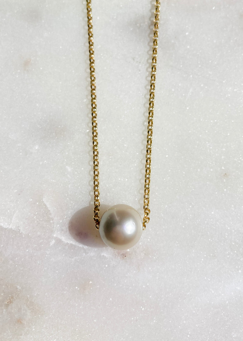 Round South Sea Pearl Floater on 14kt Rolo Chain