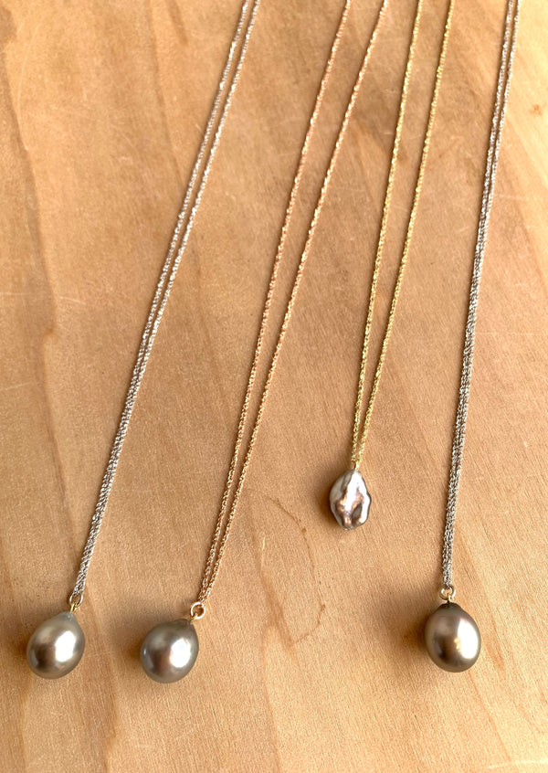 14kt Sparkle Chain with Tahitian Drop Pearl