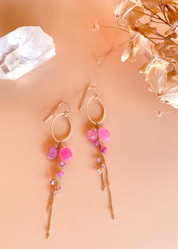 Pink Moonstone & Pink Chalcedony Earrings