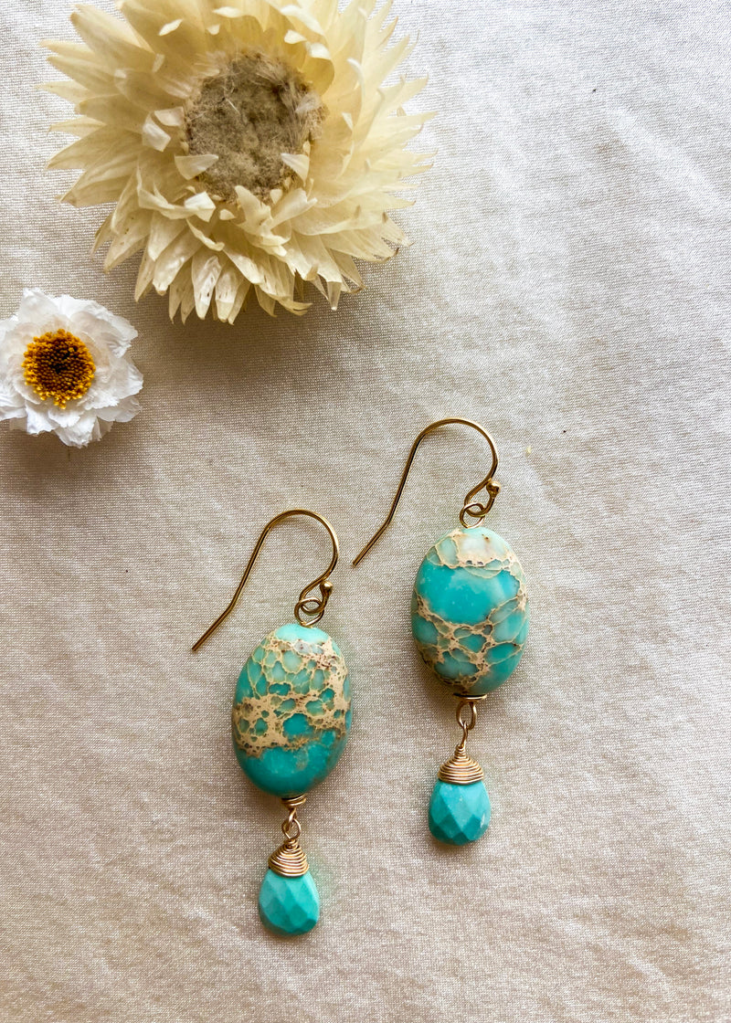 Jasper & Sleeping Beauty Turquoise Earrings