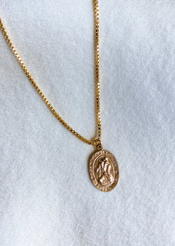 Dainty Oval St. Christopher Charm Necklace