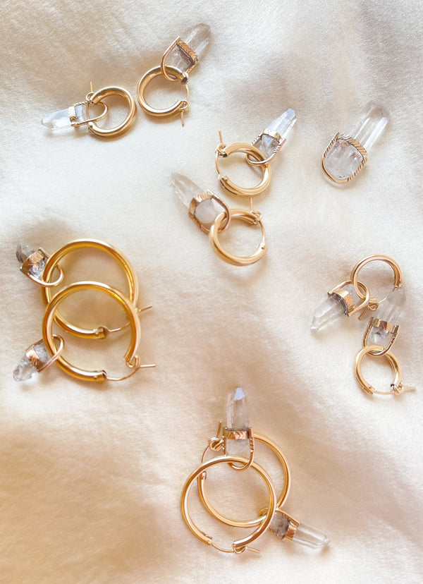 lumerian quartz hoops gold